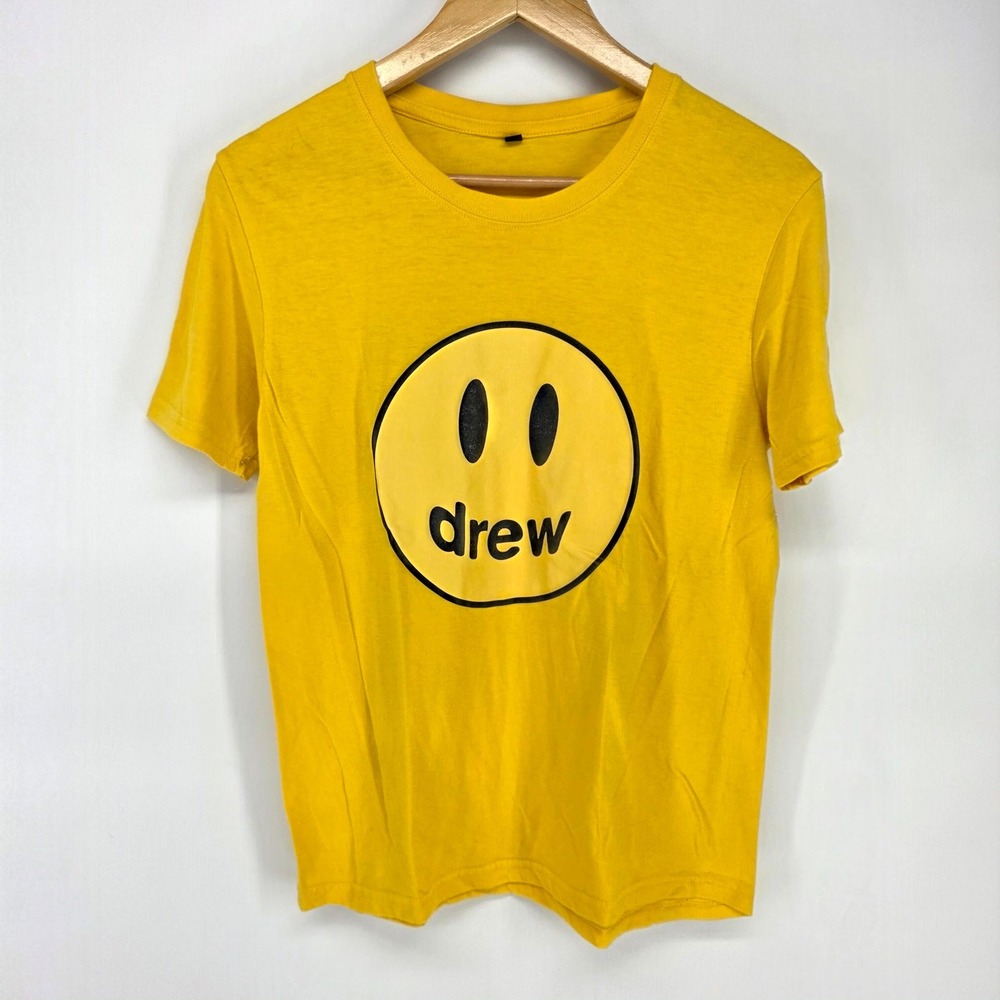 Drew House T-Shirt Unisex S Yellow Mascot Smiley Face Logo Streetwear Tee Skater